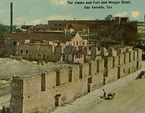 Postcard of the Alamo and the Menger Hotel