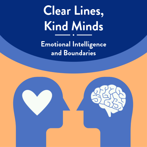 two silhouttes profiles with stylized heart and brain