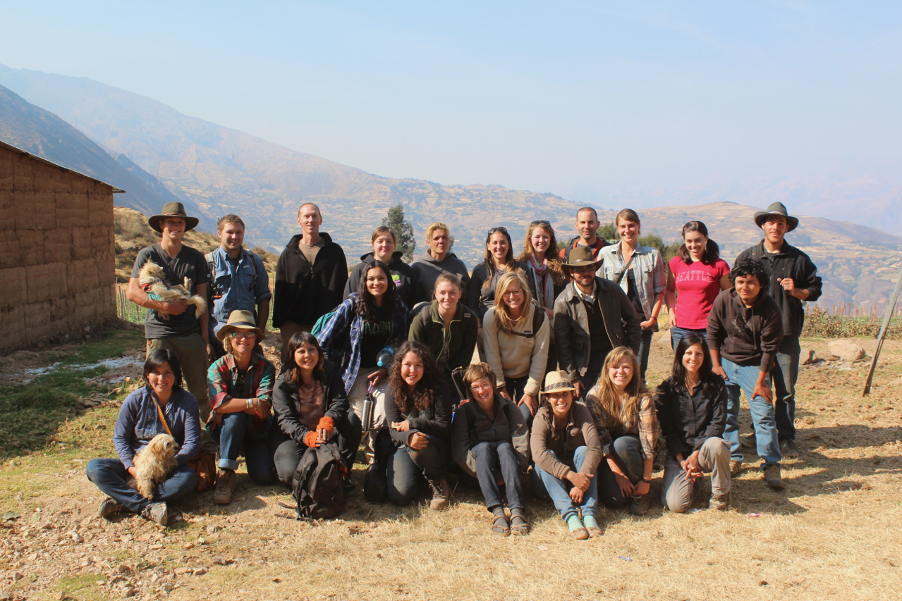 Anthropology students conducting research at a dig site in Peru