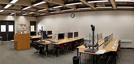Interior of art building computer lab