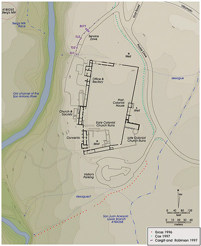 Aerial map of San Juan mission and surrounding area