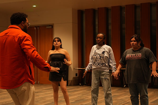 Student practicing their acting