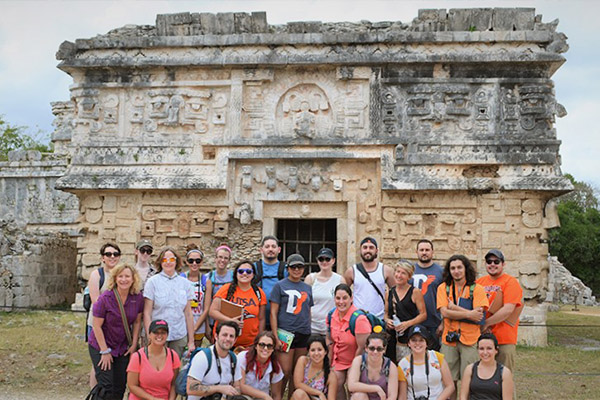 Students at a Mayan archaeological site during a study abroad trip