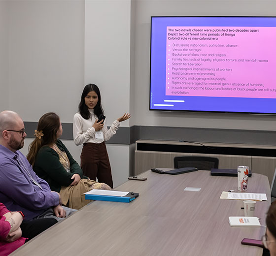 Student giving presentation