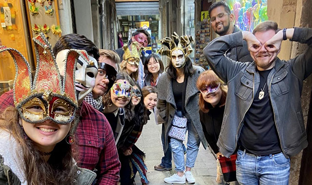 Group of students with masks on