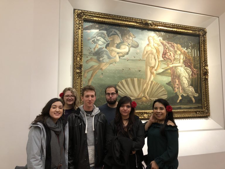 Group of students in front of The Birth of Venus