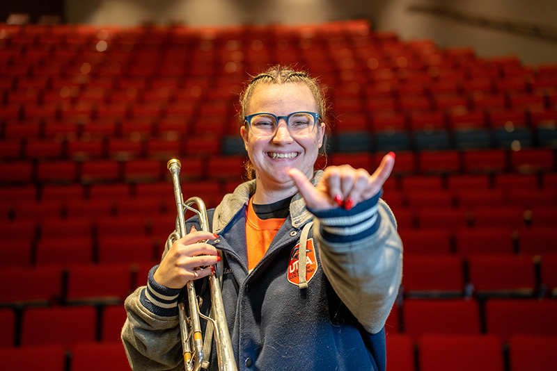UTSA School of Music, Trumpet Student, Birds Up