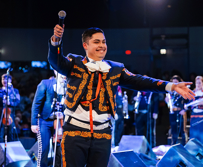 Mariachi with a microphone 