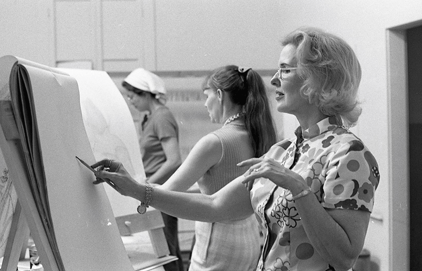 A student works on a figure drawing during a studio art class in the 1970s. Both the B.F.A. and M.F.A. degrees were offered when classes started at UTSA during the 1973-1974 school year.