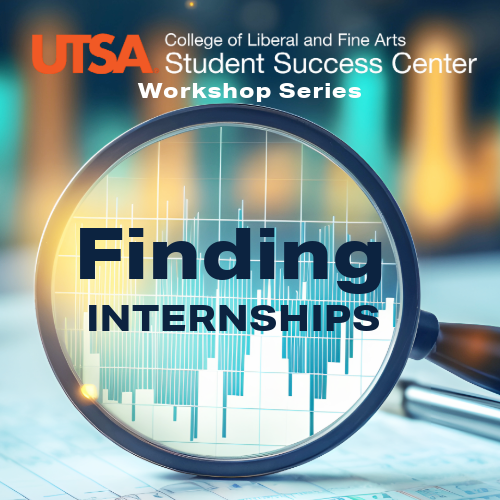 Magnifying glass highlight "Finding Internships" with COLFA SSC logo at the top